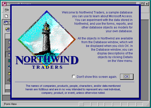 Northwind opening screen